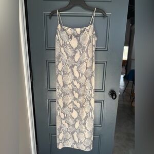 H&M Gray and Cream Snake Print Midi Dress